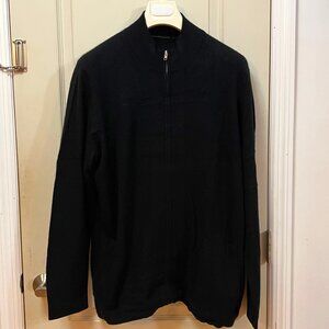 SDA Men's Size XXL100% Cashmere L/S Crew Neck Full Zip Sweater. Black